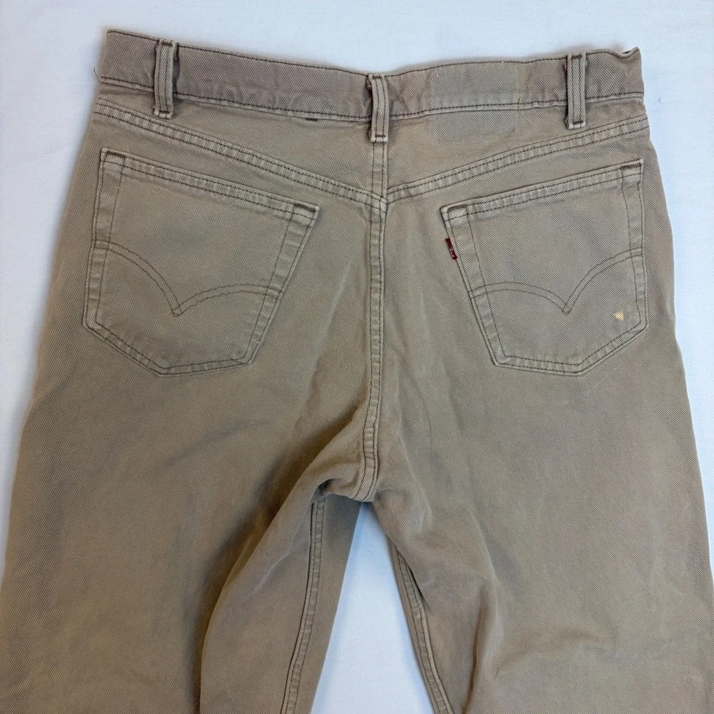 Vintage 90s Levis 555 Relaxed Fit Straight Leg Jeans Tan Khaki USA Mens *33x29*